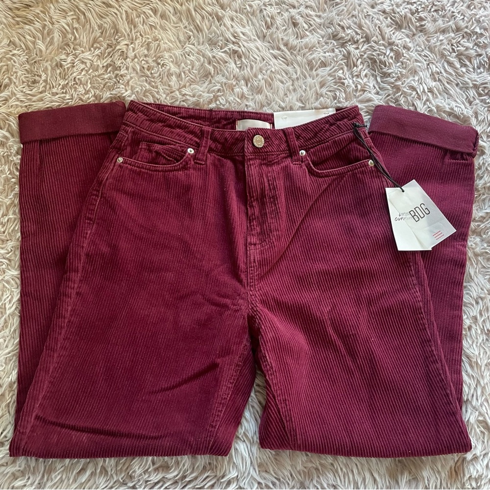 Urban Outfitters Burgundy Corduroy Straight Leg Pants
